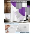 thumbnail image 3 of No Hook Shower Curtain with Snap in Liner,Abstract Splicing Purple White Grey Square Blocks Waterproof Bath Curtain Double Layers with See Through Top Window,Art Plaid Hotel Shower Curtains 36x72in, 3 of 9