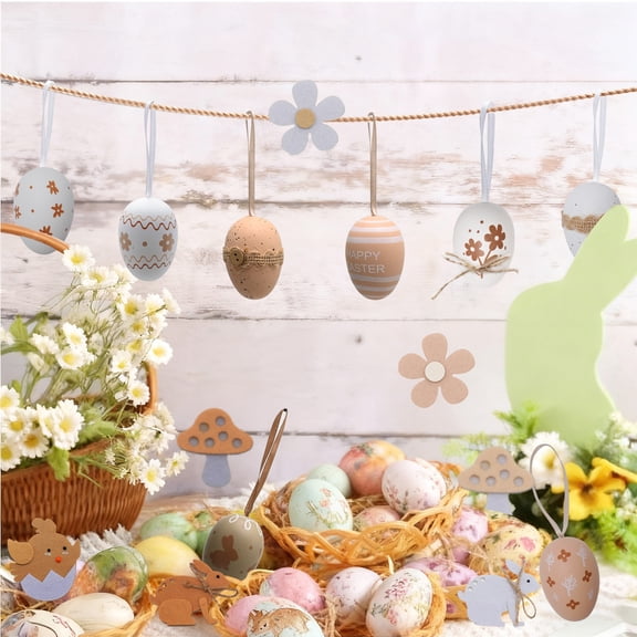 40Pcs Multi-Color Plastic Easter Eggs, 2" Shatterproof Hanging Tree Ornaments, for Easter Spring Holiday Party Decor