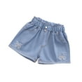 thumbnail image 2 of Esaierr 3-13T Little&big Girls Summer Denim Shorts Teen Elastic Waistband Jeans Shorts Thin Section with Pocket Shorts for Baby Kids, 2 of 9