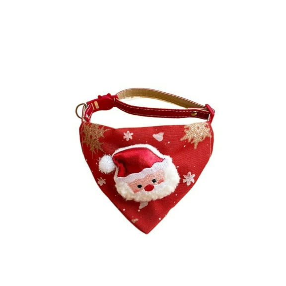 Christmas Dog Bandana Collar with Red Reindeer Pattern, Adjustable Pet Necklace for Cats and Dogs, Festive Xmas Pet Apparel Accessories