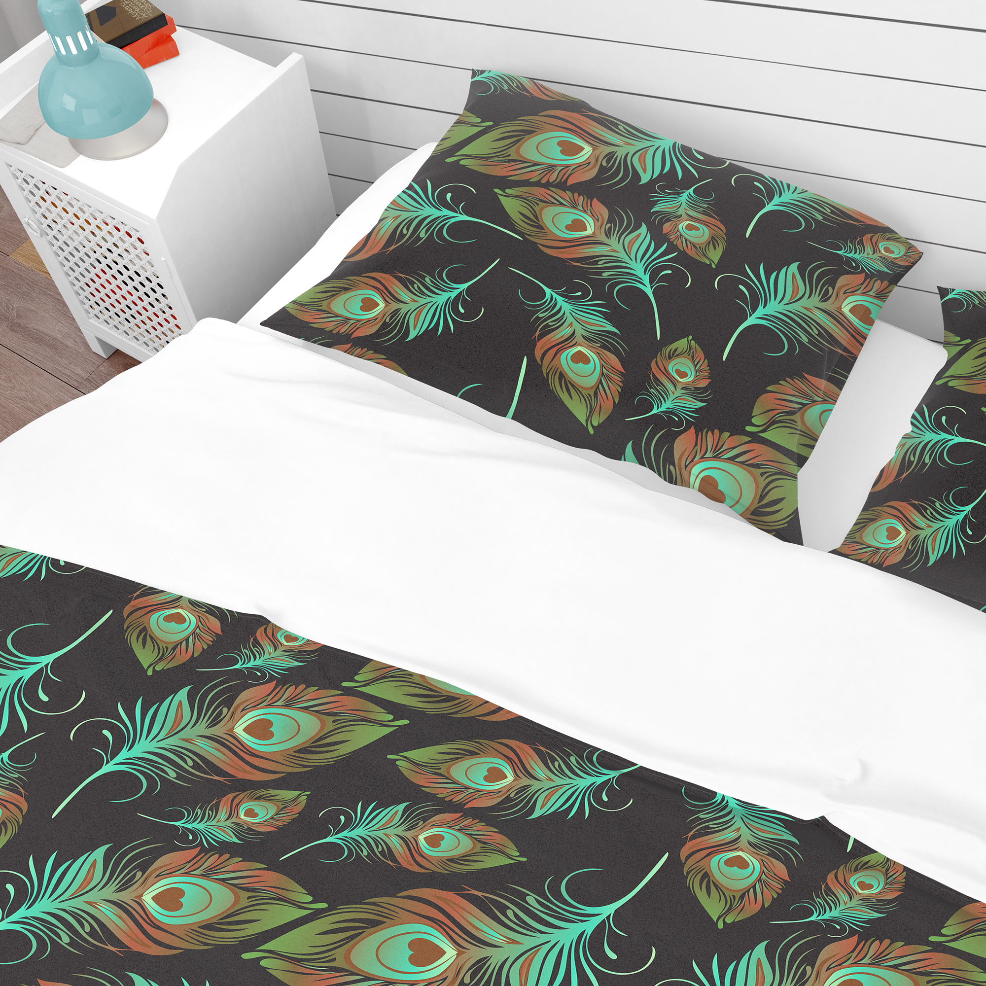 Designart 'Multicolored Decorative Abstract Bird Feathers' Southwestern Duvet Cover Set