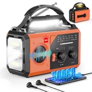Biotree 30000mAh Weather Radio with NOAA 7-Band Alerts, Upgraded Emergency Radio with USB/Solar/Hand Crank Charging, Flashlight, SOS Alarm, Compass for Camping Hurricane Preparedness,Orange
