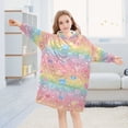 thumbnail image 5 of Dailycode Wearable Blanket Hoodie Oversized Sherpa Flannel Blankets with Pocket for 3-14 Year Old Rainbow Hearts, 5 of 7