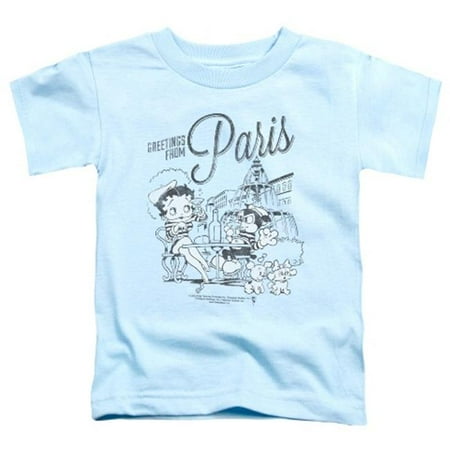 

Trevco Boop-Greetings From Paris - Short Sleeve Toddler Tee - Light Blue- Large 4T