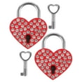 thumbnail image 4 of IDEANATEGRATE 2Set Heart Lock Luggage Travel Lock Red Gold Alloy Steel Tiny Padlock 1.49X1.18X0.28in, 4 of 8