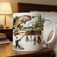 thumbnail image 4 of Fishing Themed Ceramic Coffee Mug, 3D Relief Angler and Trout Design with Fishing Rod Reel and Boots, Outdoor Hobby Drinkware for Home and Office Use, 4 of 6