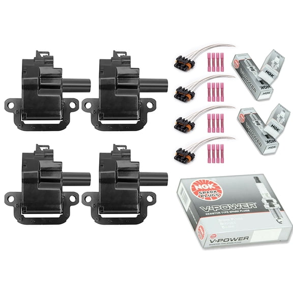 Set of 4 ISA Ignition Coil & 4 Nickel Spark Plug & 4 Ignition Coil Connector for 1998-2001 2003-2004 Chevrolet Corvette Camaro 2002 Pontiac Firebird V8 5.7L Replacement For UF192