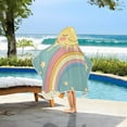 thumbnail image 3 of Yayeee Kids Hooded Towels Toddler Soft Absorbent Beach Bathing Wrap 50" x 23.5", Retro Beige Rainbow, 3 of 5