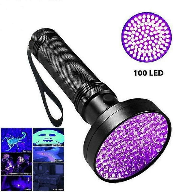 100 LED Ultraviolet Light 100 LED UV Flashlight Outdoor Waterproof Aluminum Dry Lamp, Detection of Currency/Urine Stains