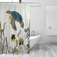 thumbnail image 6 of Nautical Octopus Shower Curtain Ocean Animal Sailboat Ship Sea Wave Bathroom Window Decor Set with Hooks Waterproof Polyester Fabric Machine Washable 72x72 inch, 6 of 6