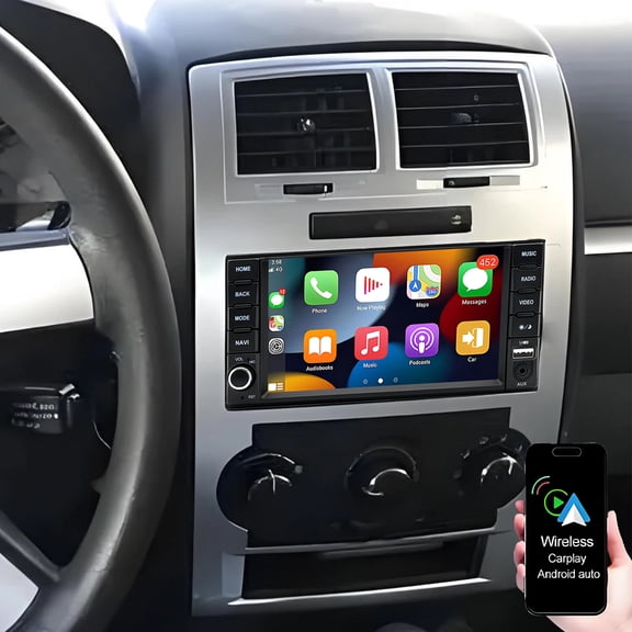Gsuatey Android 14 Car Stereo for Dodge Charger 2008-2010 with Wireless Carplay Android Auto, 7 Inch Touch Screen Car Radio with Mirror Link Bluetooth FM/RDS Radio WiFi GPS EQ SWC Backup