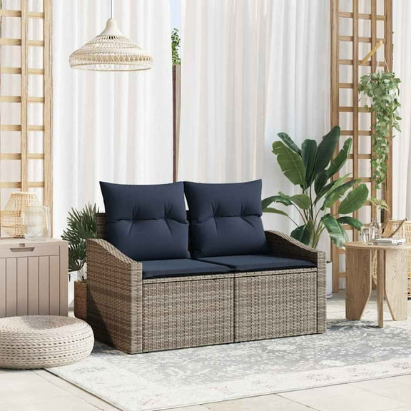 vidaXL Garden Sofa Gray 123 x 62 x 69cm poly rattan