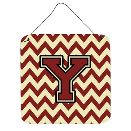 - Letter Y Chevron Maroon and Gold Wall or Door Hanging Prints CJ1061-YDS66