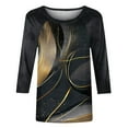 thumbnail image 6 of CYMMPU Summer Trendy Shirts 3/4 Sleeve Spring Tunic Tops Crew Neck Blouses for Women Dressy Casual Floral Pattern Loose Fit Lightweight Basic Tees Multicolor XL, 6 of 7