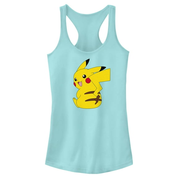 Junior's Pokemon Pikachu Sitting Portrait Racerback Tank Top Cancun X Small
