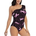 thumbnail image 3 of Goofa Breast Cancer Awareness3 Pattern Women's One Piece Swimsuits Tummy Control Bathing Suits Asymmetric One Shoulder Swimwear-X-Large, 3 of 6