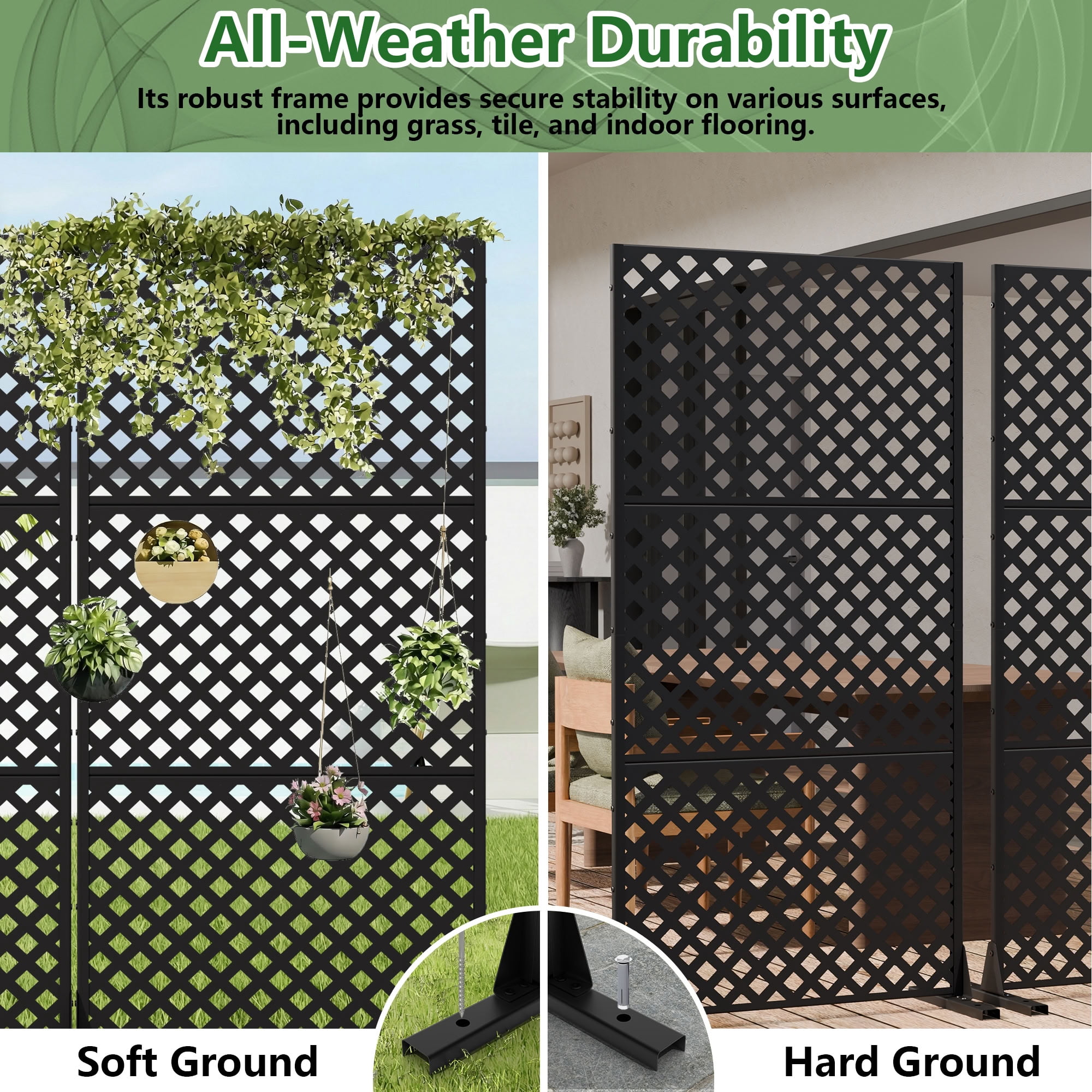 MAYEERTY 3 Panels Outdoor Privacy Screen, Metal Decorative Privacy Fence, 2 pcs Privacy Panel for Patio, Balcony, Backyard, Garden