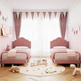 thumbnail image 4 of EDTara Velvet Twin Platform Bed Frame for Children, Adjustable Headboard and Wood Slats, No Box Spring Needed, 4 of 9