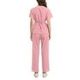 thumbnail image 4 of MLQIDK Womens Scrubs Plus Size Medical Scrub Sets Petite V Neck Scrub Pants and Tops Nursing Scrubs Scrub Joggers Scrubs Jumpsuits Pink XXL, 4 of 5