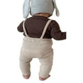 thumbnail image 2 of Baby Overalls Vertical Pattern Decoration Cotton Pants, 2 of 6