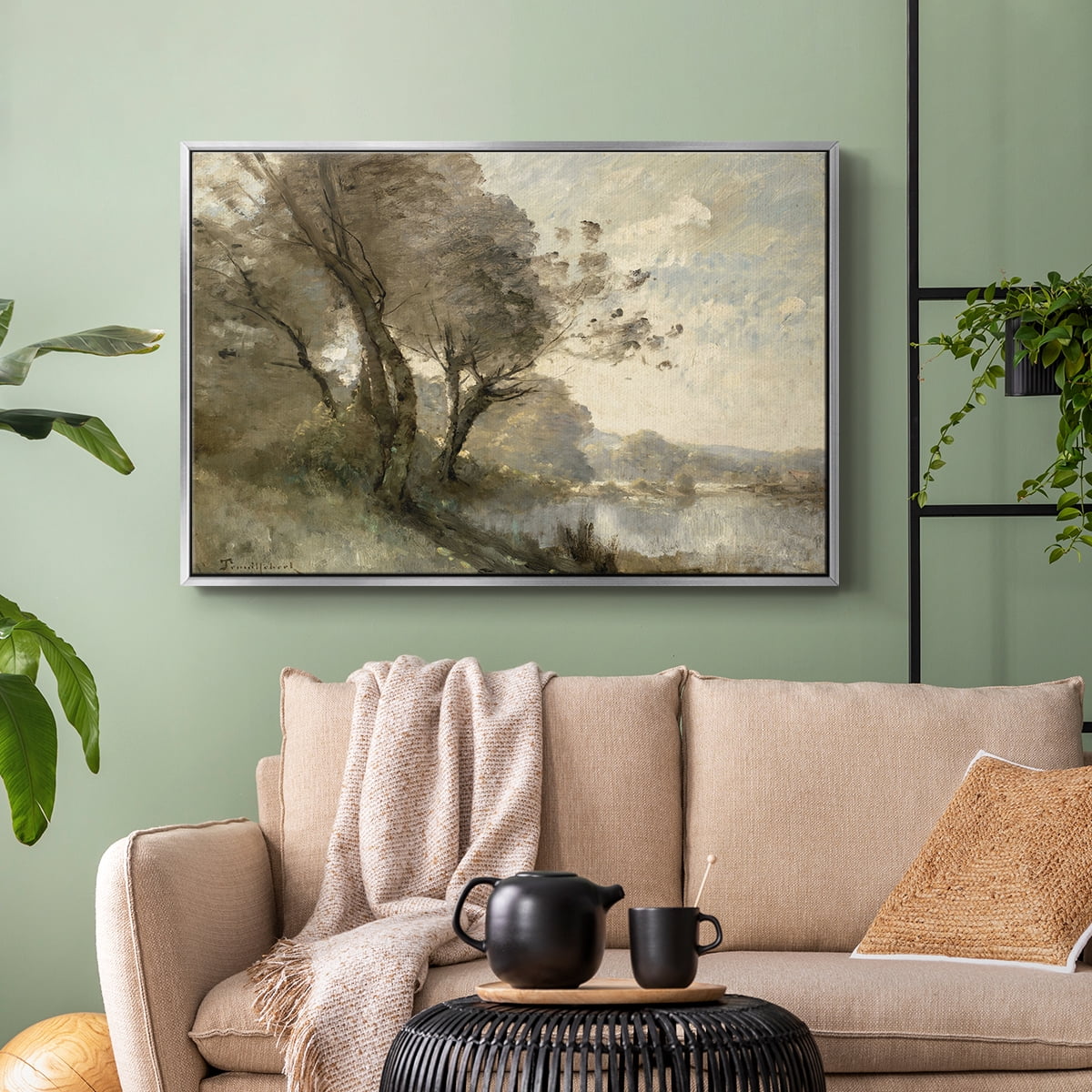 Vintage Landscape-MXVIII By Wexford Home Framed in Silver Wood Gallery Wrapped Canvas 27 in. x 41 in.