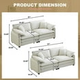 thumbnail image 3 of BUIORD Sectional Sofa and Couch, Oversize Sectional Couch for Living Room, Deep Seat Corduroy Sleeper Sofa, 81" Loveseat + 81" Loveseat, Beige, 3 of 7