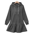 thumbnail image 4 of Guieoi Women's Fall/Winter Long-Sleeve Sweatshirt Dress with Light Fleece Lining and Lace Hem Gray XL, 4 of 5