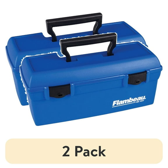 (2 pack) Flambeau Outdoors, 6009TD Lil Brute Fishing Tackle Box with Lift-Out Tray, Blue, 13 inches Long, Plastic
