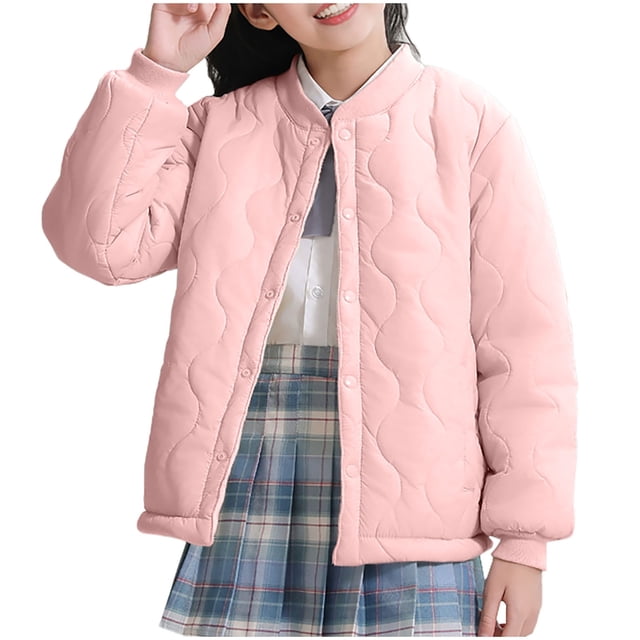 Girls Fleece Lined Winter Jacket - Versatile Warmth for Large Children