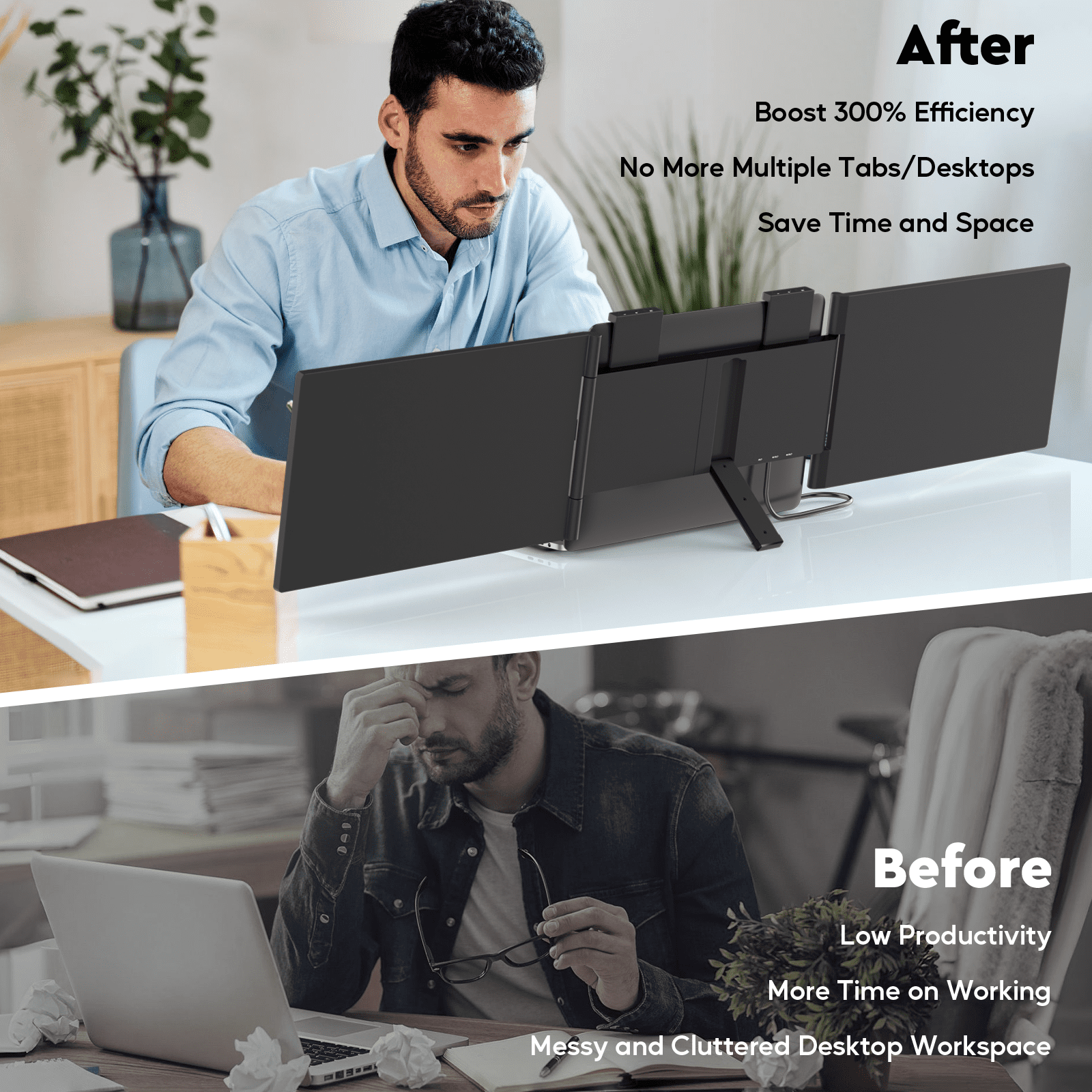 Dual Laptop Screen Extender, 14 Inch FHD 1080P IPS Portable Monitor for 13 to 16.5-Inch Displays, USB-C Plug and Play, Compatible with Windows/Mac/Android/Switch/PS5/Xbox