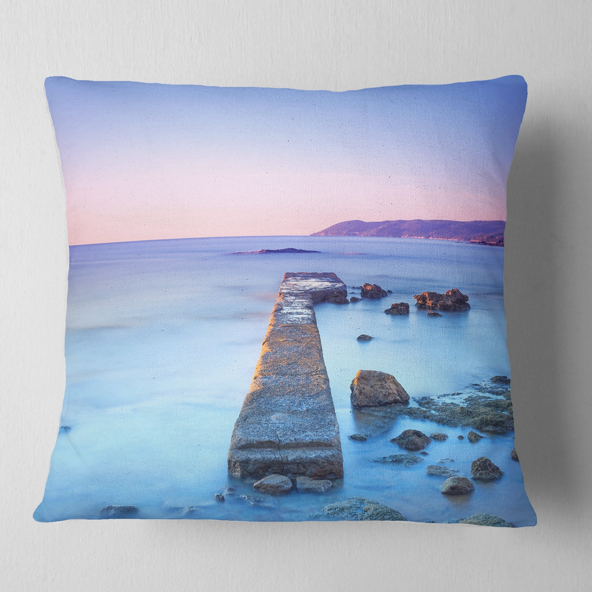 Designart Purple Sea and Sky - Seascape Throw Pillow - 18x18