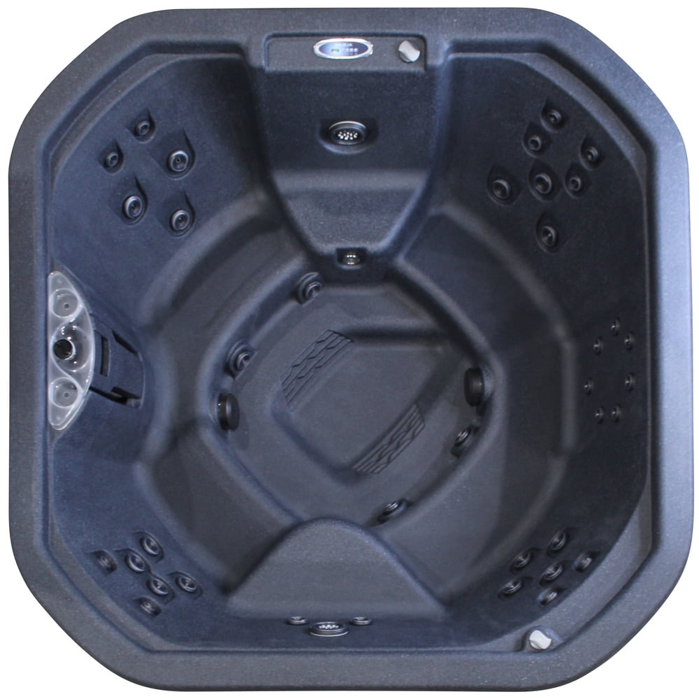 Ignite 7‑Person 65‑Jet Performance Hot Tub – 240V, Stainless Steel Heater, Ozone System, Waterfall & LED Lighting (Gray)