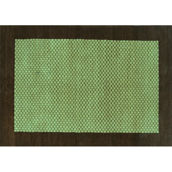 Ahgly Company Indoor Rectangle Abstract Turquoise Blue Contemporary Area Rugs, 7' x 9'
