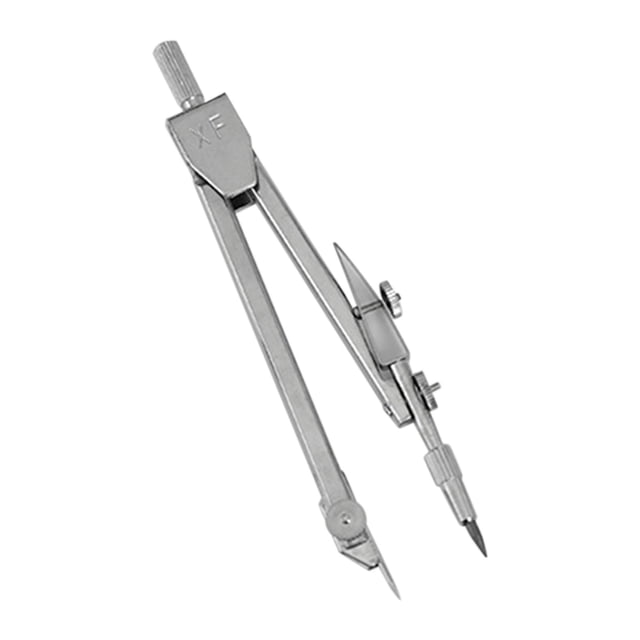 Silver Stainless Steel Compass Drafting Tool Set With Plastic Case 13.2Cm Length Metal Compass For Geometry Math And Technical Drawing Includes 2 Lead Refills