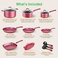 thumbnail image 2 of NutriChef Nonstick Cooking Cookware Pots & Pans, 20 Pieces, Marron Pink, 2 of 9
