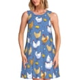 thumbnail image 1 of Balery Chicken Family Vestidos de verano para mujer con estampado: vestido holgado sin mangas, vestido playero informal y cómodo para días calurosos., 1 of 7