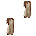 thumbnail image 1 of Vestido corto informal Qarigey con estampado floral bohemio Sexy Halter Sundress playa vacaciones L, 1 of 6