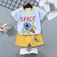 thumbnail image 2 of TOWED22 Toddler Kids Girl Boy 2 Piece Print Short Sleeve Cotton T-Shirt Tee Casual Pull on Shorts Set Outfits(Light Blue,12-18 M), 2 of 4