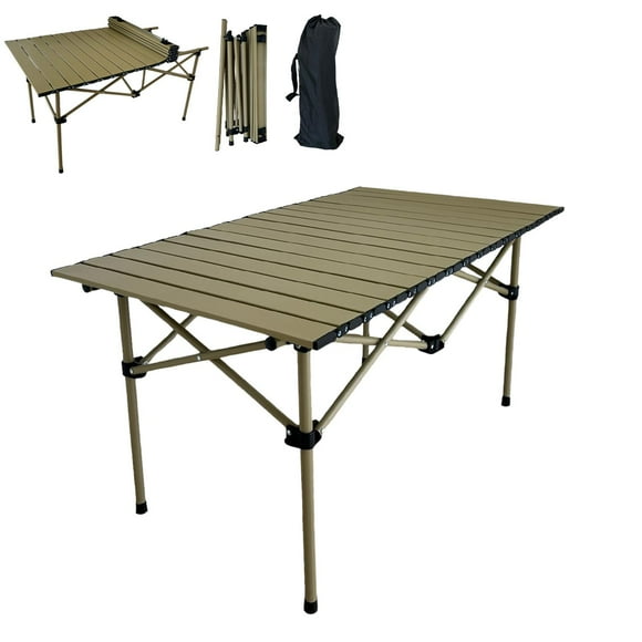 Mesa de Jardin Camping Exterior Enrollable Resistente 120cm cafe