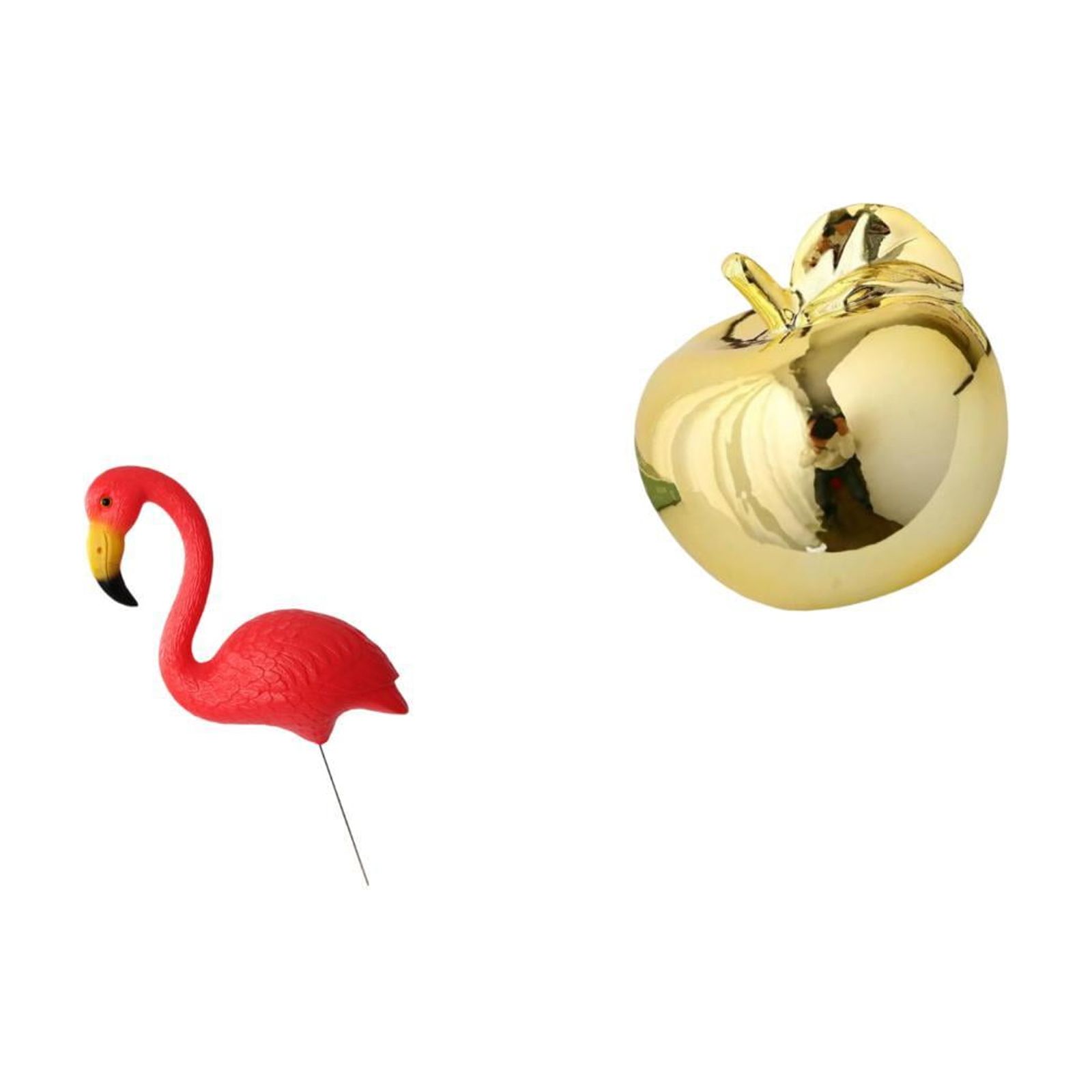 Miulika Bird Statue Figurine Yard Art Ornament Flamingo Garden Stake Sculpture Fruit Ceramic Figurine Decoration Collection Craft Delicate Ornament Desktop Statue