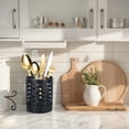 thumbnail image 5 of KSENDALO Utensil Holder for Countertop, 3Pack Stainless Steel Cooking Utensil Organizer with Drain Holes, Extra Sturdy Utensil Crock for Tableware , Black, 5 of 8
