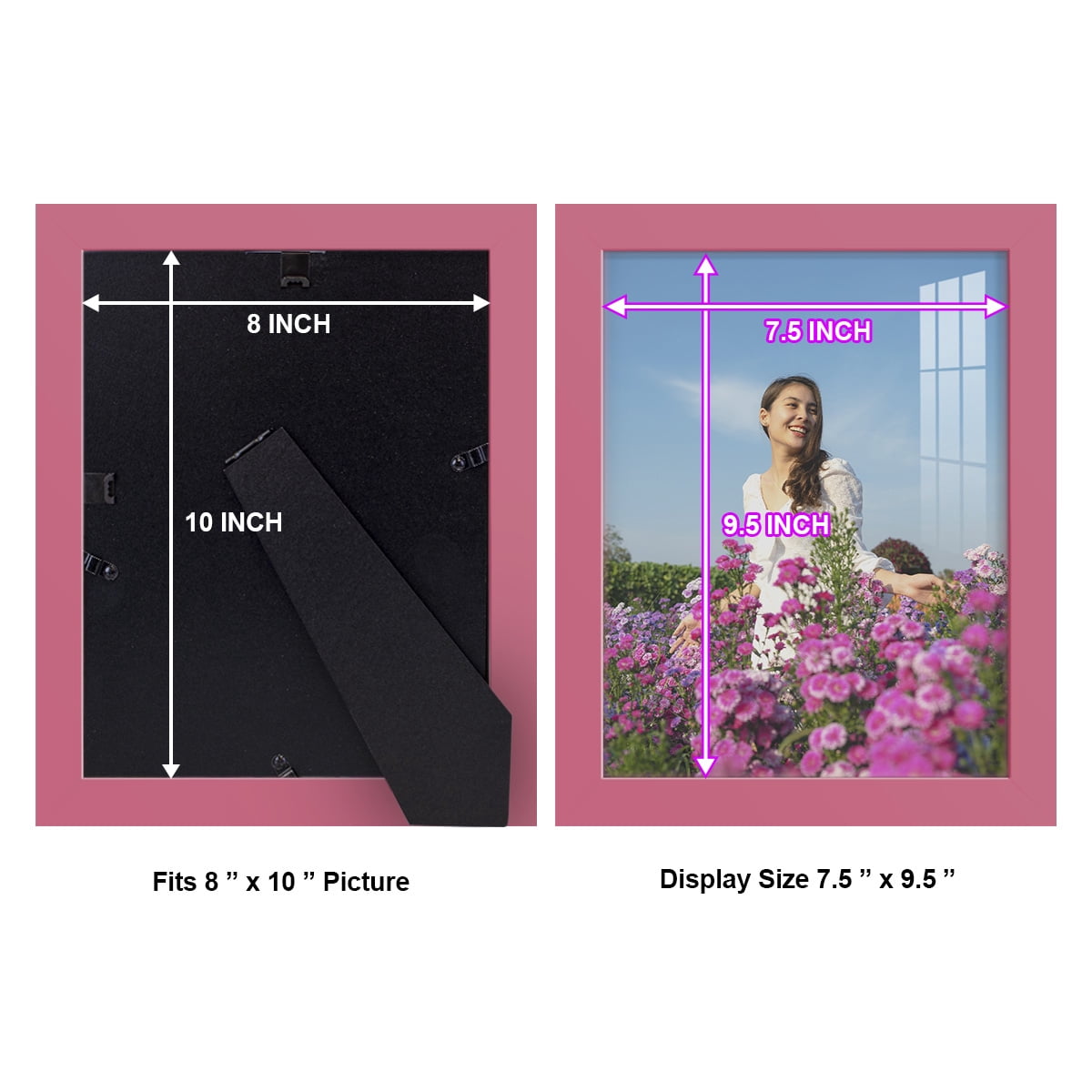 Modern Real Wood 8x10 inch Picture Frame in Hot Pink
