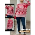 thumbnail image 7 of QAFOPEH Women Christmas Snowflake Print Round Neck Rowan Long Sleeve Knitwear Top, 7 of 7