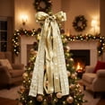 thumbnail image 5 of Big Gold Bows Christmas Tree Topper Bows 20in Large Satin Bow for Hoom Wall Backdrop Room Decorations for Wedding Birthday Party, 5 of 7