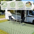 thumbnail image 4 of HIWEAVER Sage Green 6' x 9' Outdoor Rug PP Plastic Straw Woven Waterproof Patio Rug with Striped Pattern Portable Outside Carpet for Balcony Deck Picnic Garden Decor, 4 of 6