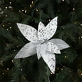 thumbnail image 2 of AYktou Christmas Artificial Flowers, Golden Powder Sequined Fabric Flower Christmas Ornaments Fake Flowers Gift Packaging DIY, Flower Heads Flower Arrangement for Wedding Christmas Decor, Silvery, 2 of 6