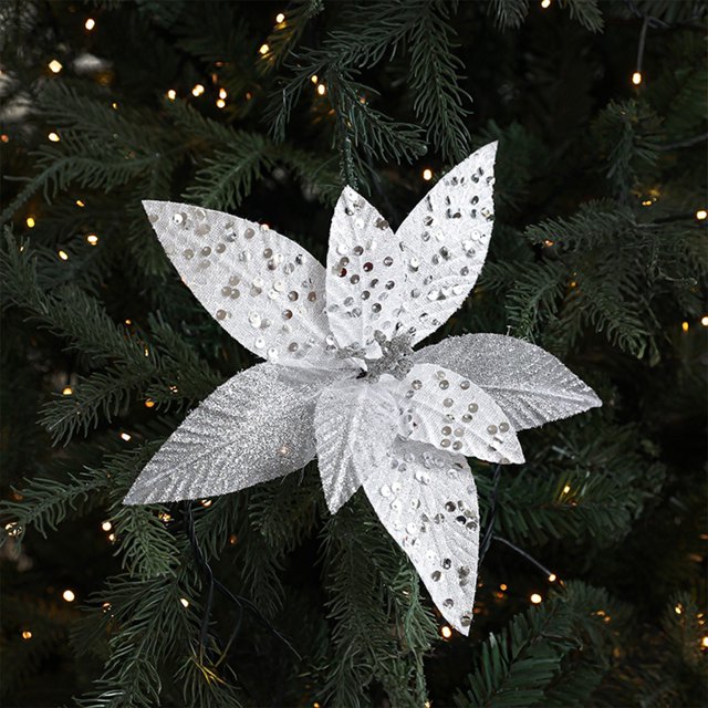 Flores de Navidad Simulación Arrangement de Talla Grande, Doble Jarrn de Cristal, Adornos de Árbol de Navidad, Accesorio de Interior para Saln, Perfecto para Dormitorio, Jarrn de Vidrio con