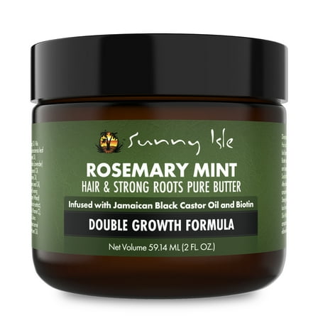 Sunny Isle Rosemary Mint Hair and Strong Roots Butter 2oz | Infused with Biotin & Jamaican Black Castor Oil | Strengthen and Nourish Hair Follicles | Dry Scalp, Split Ends | All Hair Types