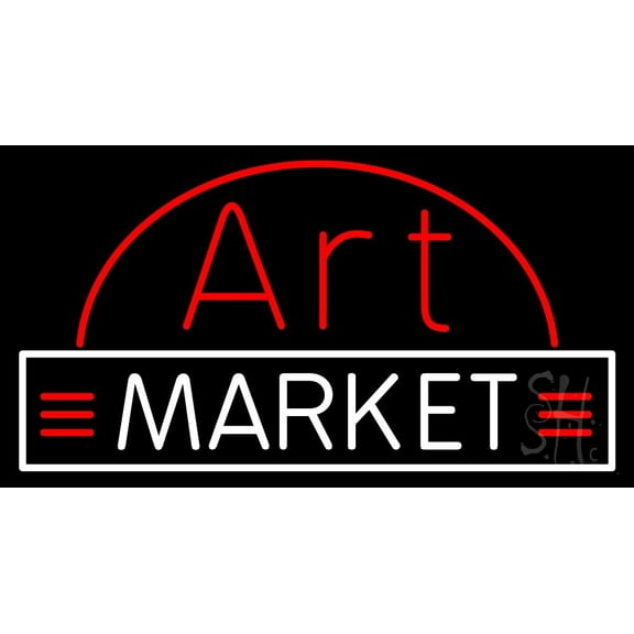 Art Market LED Neon Sign 20 x 37 - inches, Clear Edge Cut Acrylic Backing, with Dimmer - Bright and Premium built indoor LED Neon Sign for art gallery, and exhibition.
