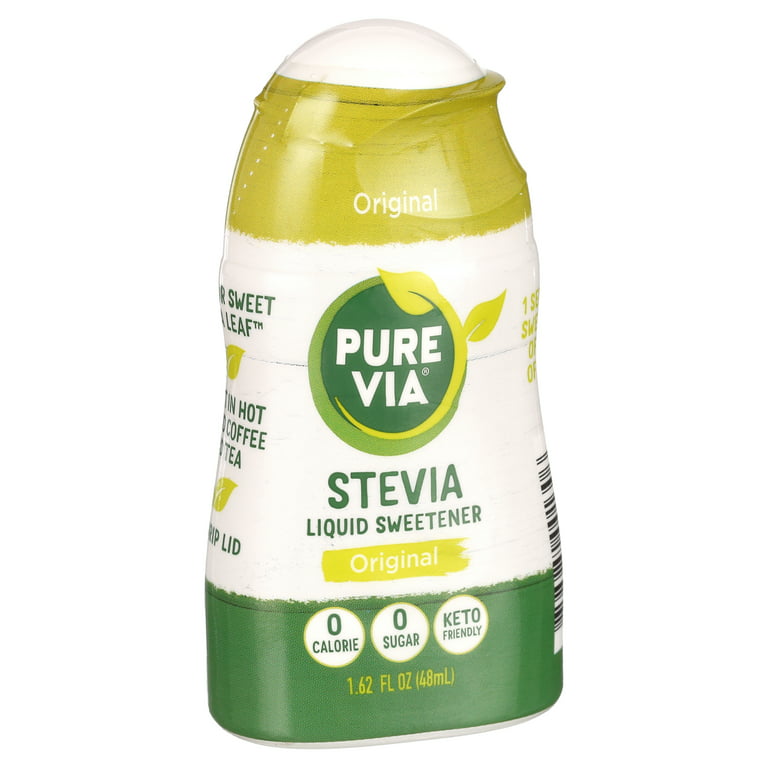 Pure Via Stevia Liquid, Stevia Drops, Liquid Stevia, No Erythritol, Sugar  Substitute, 1.62 Fl Oz (Pack of 12)
